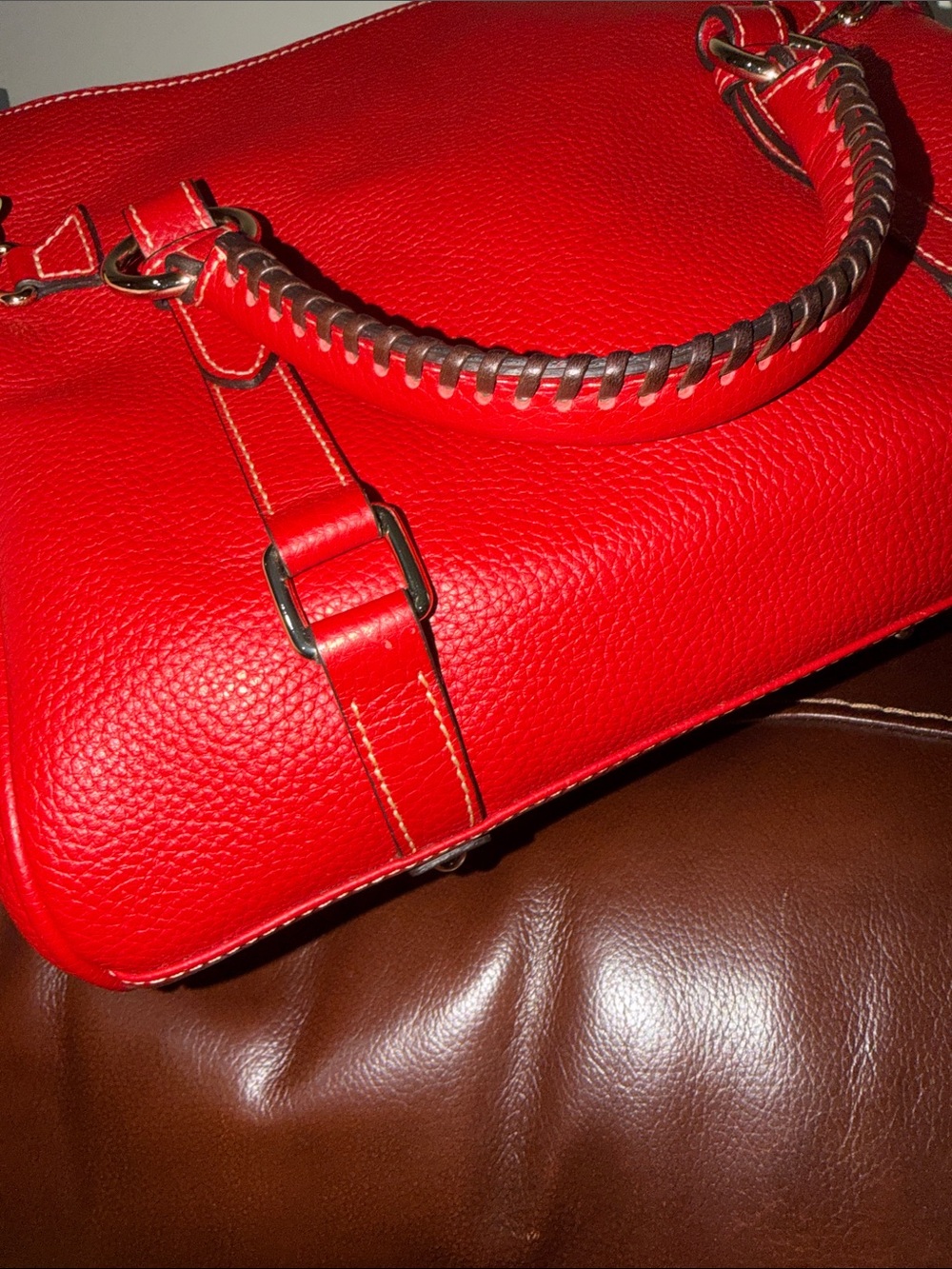 ‼️Dooney & Bourke Red Leather Satchel Crossbody Bag - Picture 7 of 16